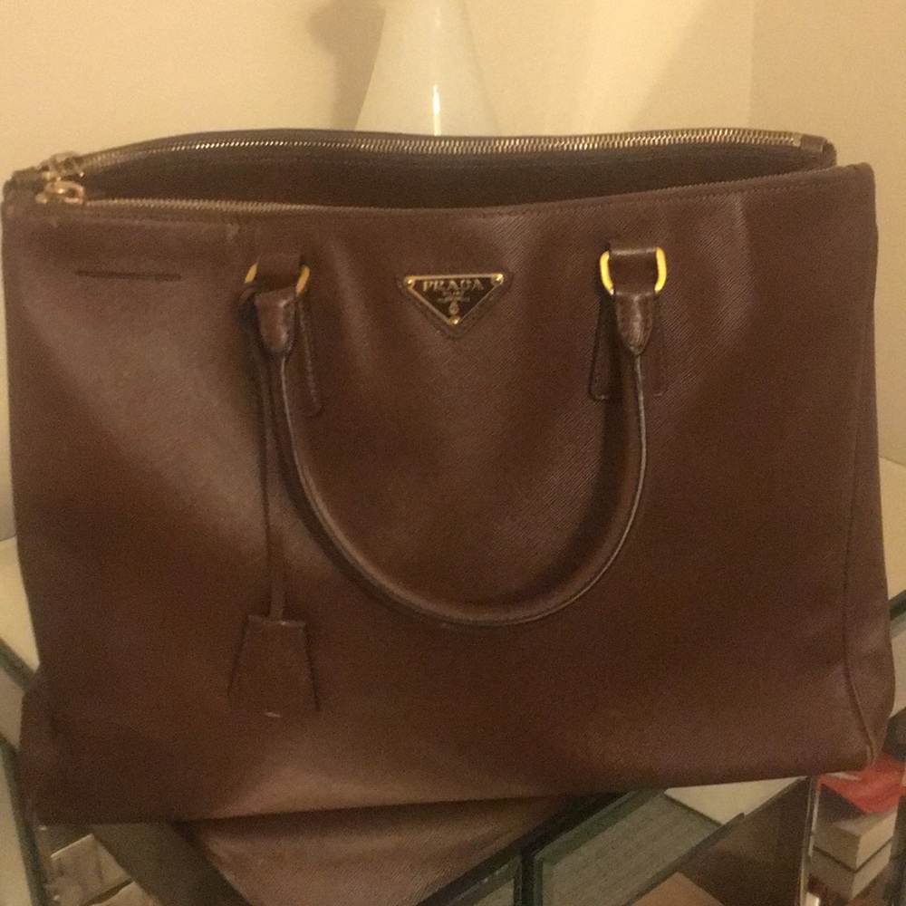 Prada brown safiano tote